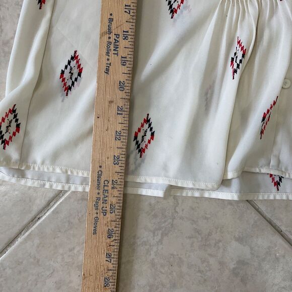 The Limited Ivory Baby Doll Tunic women’s S  puff sleeves Aztec Rodeo Boho - Picture 10 of 12